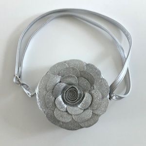 Cat and Jack Silver glitter flower purse for kids
